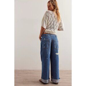 Free People Blue Wide-Leg Jeans